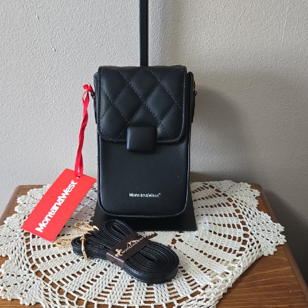 Montana West Black Quilted Crossbody Bag